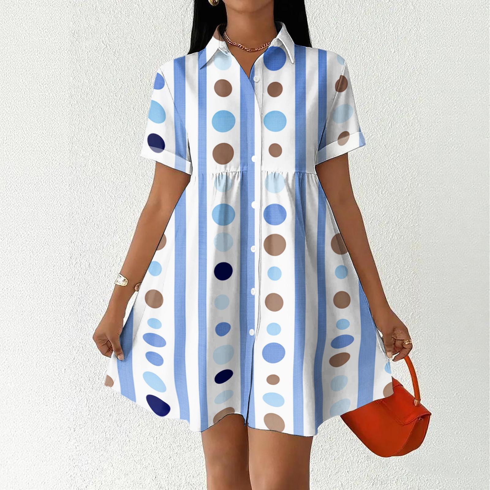Women’s Casual Loose Fit Shirt Dress with Button Front Stand Collar Short Sleeve Polka Dot and Stripe Print Design XXL
Women’s Casual Loose Fit Shirt Dress with Button Front Stand Collar Short Sleeve Polka Dot and Stripe Print Design XXL