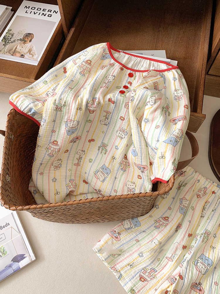 Japanese striped red collar Hello Kitty pajamas women s summer round neck short-sleeved shorts two-piece set soft cute girl loungewear S
Japanese striped red collar Hello Kitty pajamas women s summer round neck short-sleeved shorts two-piece set soft cute girl loungewear S
