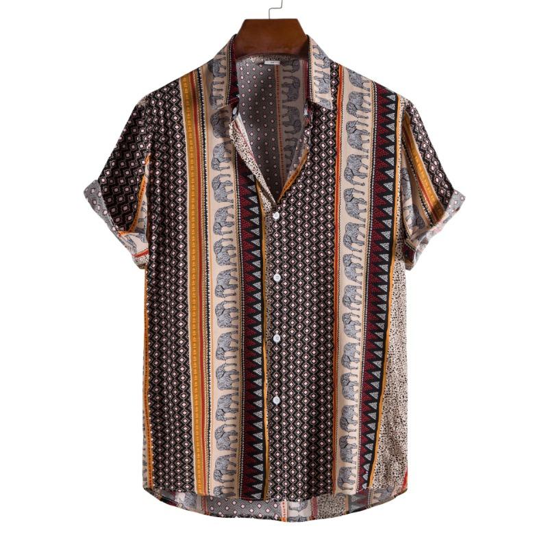 Men Ethnic Geometric Elephant Print Turn Down Collar Short Sleeve Casual Button Up Shirt S чорний
Men Ethnic Geometric Elephant Print Turn Down Collar Short Sleeve Casual Button Up Shirt S чорний