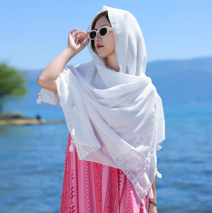 Elegant Women Silk Scarf White Embroidery Beach Wrap Shawls Sheer Solid Lady Sunscreen Bandana Hijab Mujer Bohemian Scarve Pareo One Size& 8Y
Elegant Women Silk Scarf White Embroidery Beach Wrap Shawls Sheer Solid Lady Sunscreen Bandana Hijab Mujer Bohemian Scarve Pareo One Size& 8Y