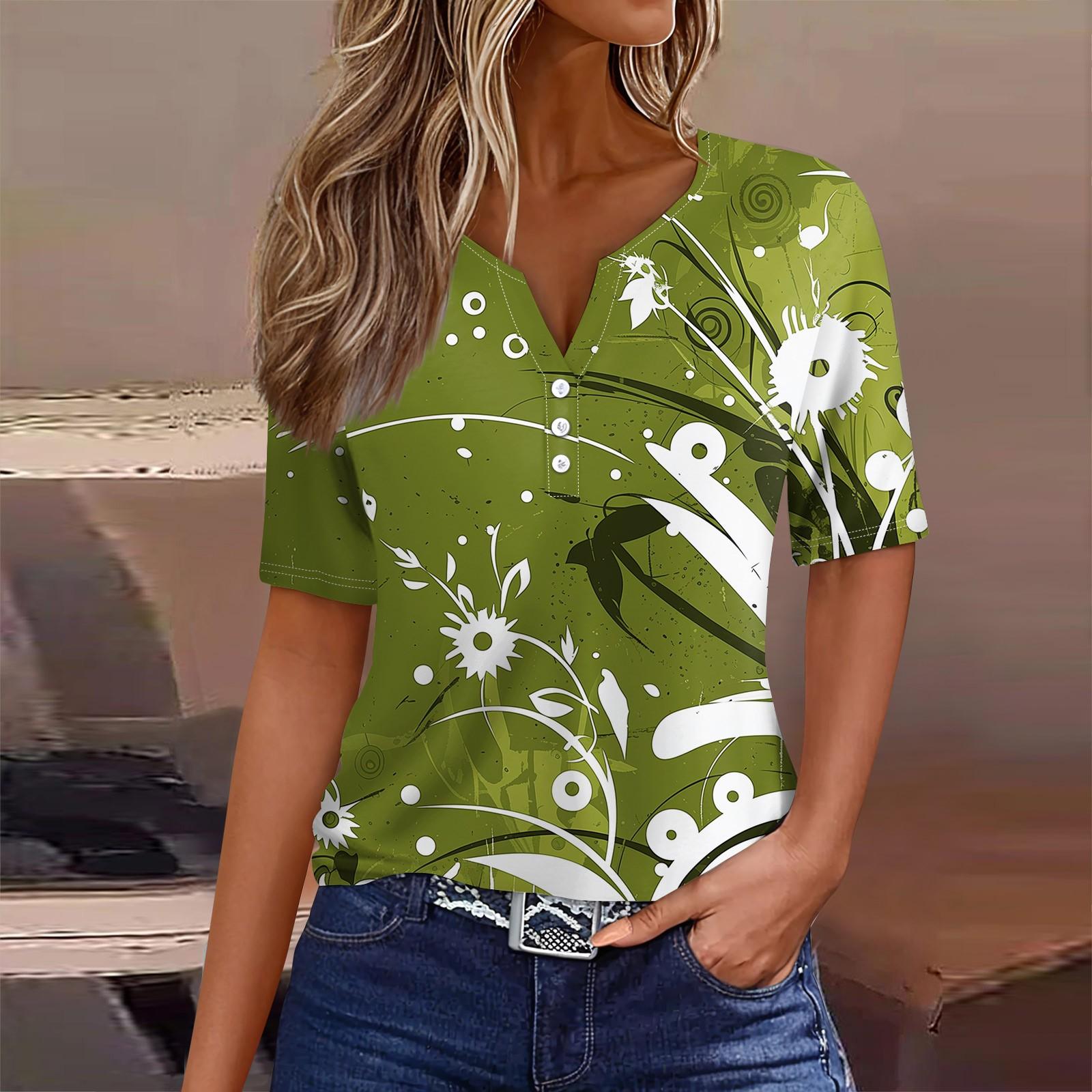 Женская повседневная футболка с v-образным вырезом и короткими рукавами, декоративная футболка на пуговицах, топ L
Женская повседневная футболка с v-образным вырезом и короткими рукавами, декоративная футболка на пуговицах, топ L