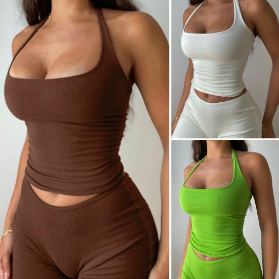 2 шт./компл., женские топы, шорты, костюм, однотонный, эластичный, выше колена, из мягкой ткани, дышащий, с бретелькой на шее, без рукавов
2 шт./компл., женские топы, шорты, костюм, однотонный, эластичный, выше колена, из мягкой ткани, дышащий, с бретелькой на шее, без рукавов