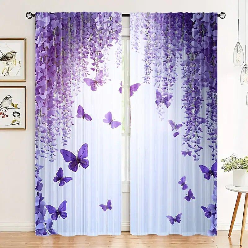 Purple Art Butterfly Pole Bag Curtains Bedroom Kitchen Decoration Home Living Room Made Of Polyester Area Window Treatment W100*H70(CM)-Rod Pocket&1PCS
Purple Art Butterfly Pole Bag Curtains Bedroom Kitchen Decoration Home Living Room Made Of Polyester Area Window Treatment W100*H70(CM)-Rod Pocket&1PCS