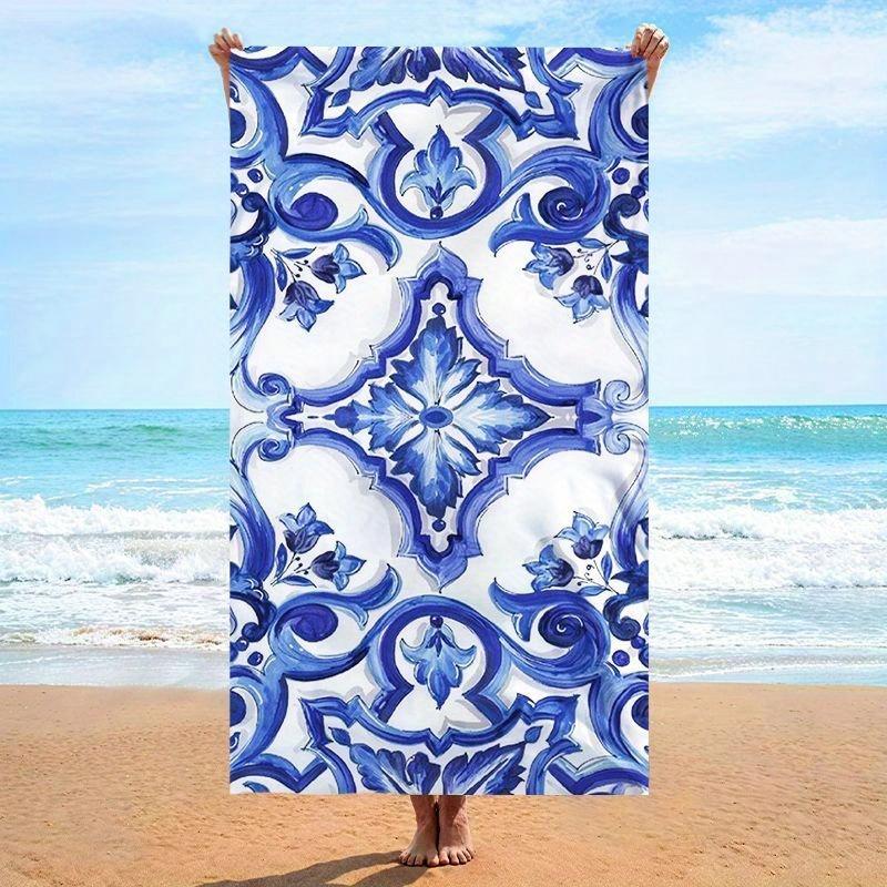 Beach Towel Blue And White Floral Print Pattern Sun Protection And Windproof Suitable For Swimming Pool Camping Travel Blanket W40*H60(CM)
Beach Towel Blue And White Floral Print Pattern Sun Protection And Windproof Suitable For Swimming Pool Camping Travel Blanket W40*H60(CM)