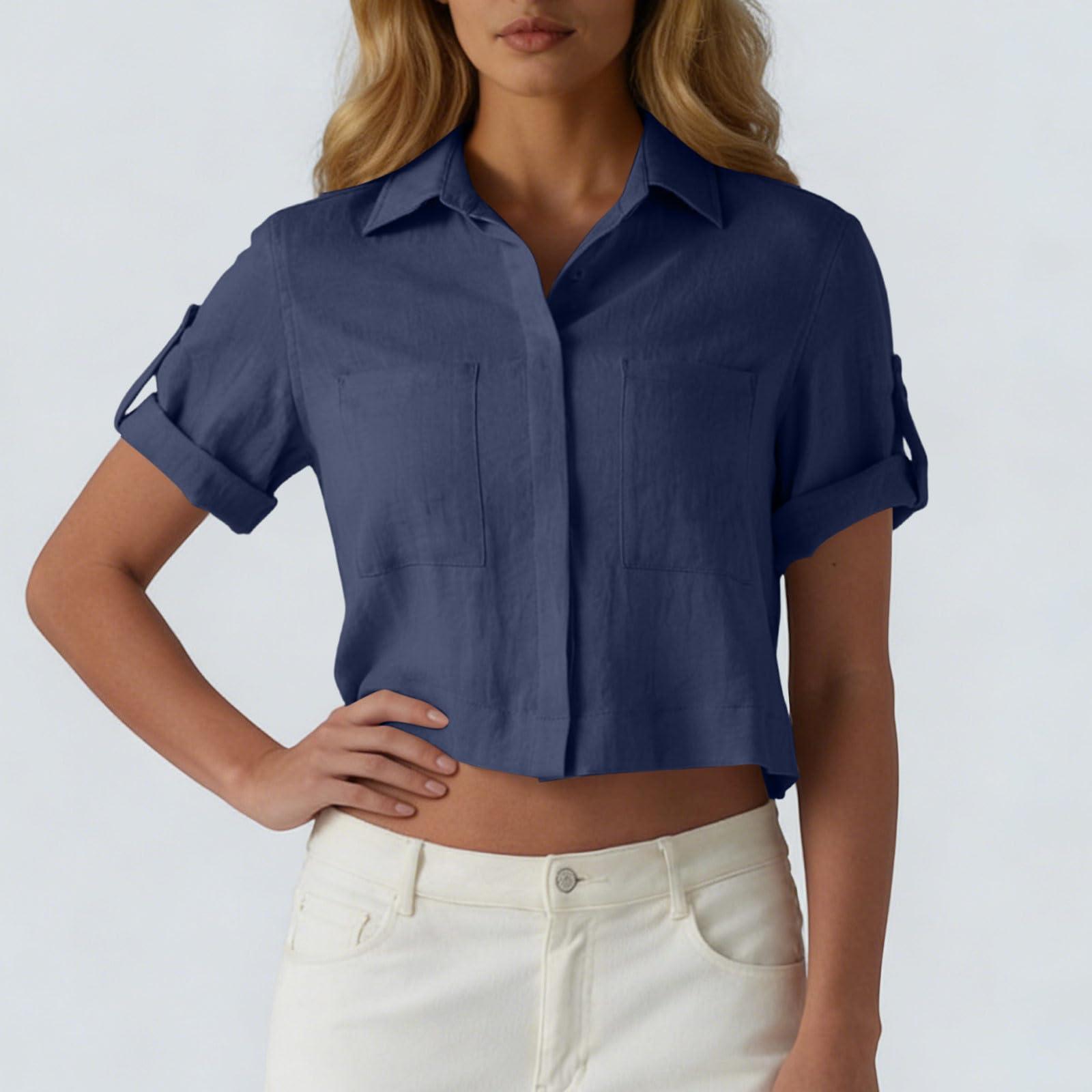 Fashionable Women s Short Sleeved Slim Fit Revealing Color Button Up Lapel Pocket Shirt XXL Темно-синій
Fashionable Women s Short Sleeved Slim Fit Revealing Color Button Up Lapel Pocket Shirt XXL Темно-синій