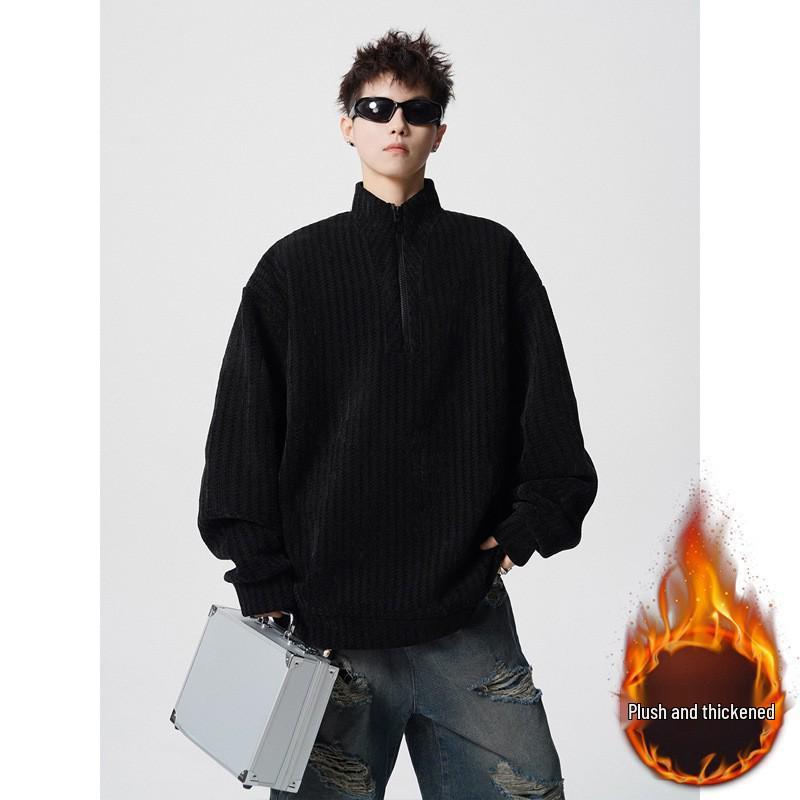 Men s Fishbone Pattern Half-Zip Hoodie - Autumn/Winter American Style, Solid Color, Loose Base Layer Shirt for Teens L
Men s Fishbone Pattern Half-Zip Hoodie - Autumn/Winter American Style, Solid Color, Loose Base Layer Shirt for Teens L