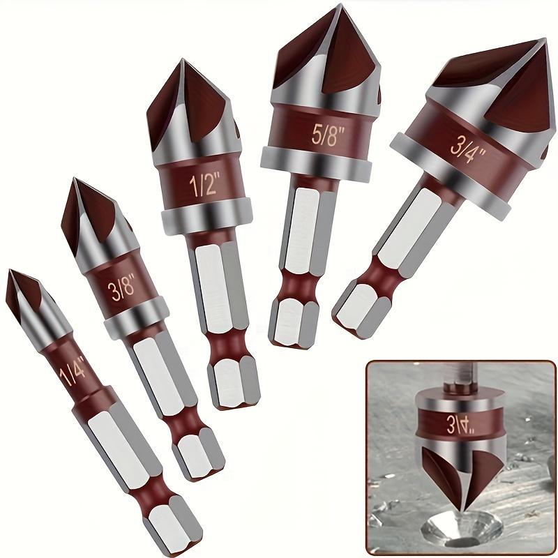 Countersink Drill Bit Set with 1/4 , 3/8 , 1/2 , 3/4 Hex Shanks, 82-degree HSS Five-flute Quick-change Hex Shank
Countersink Drill Bit Set with 1/4 , 3/8 , 1/2 , 3/4 Hex Shanks, 82-degree HSS Five-flute Quick-change Hex Shank