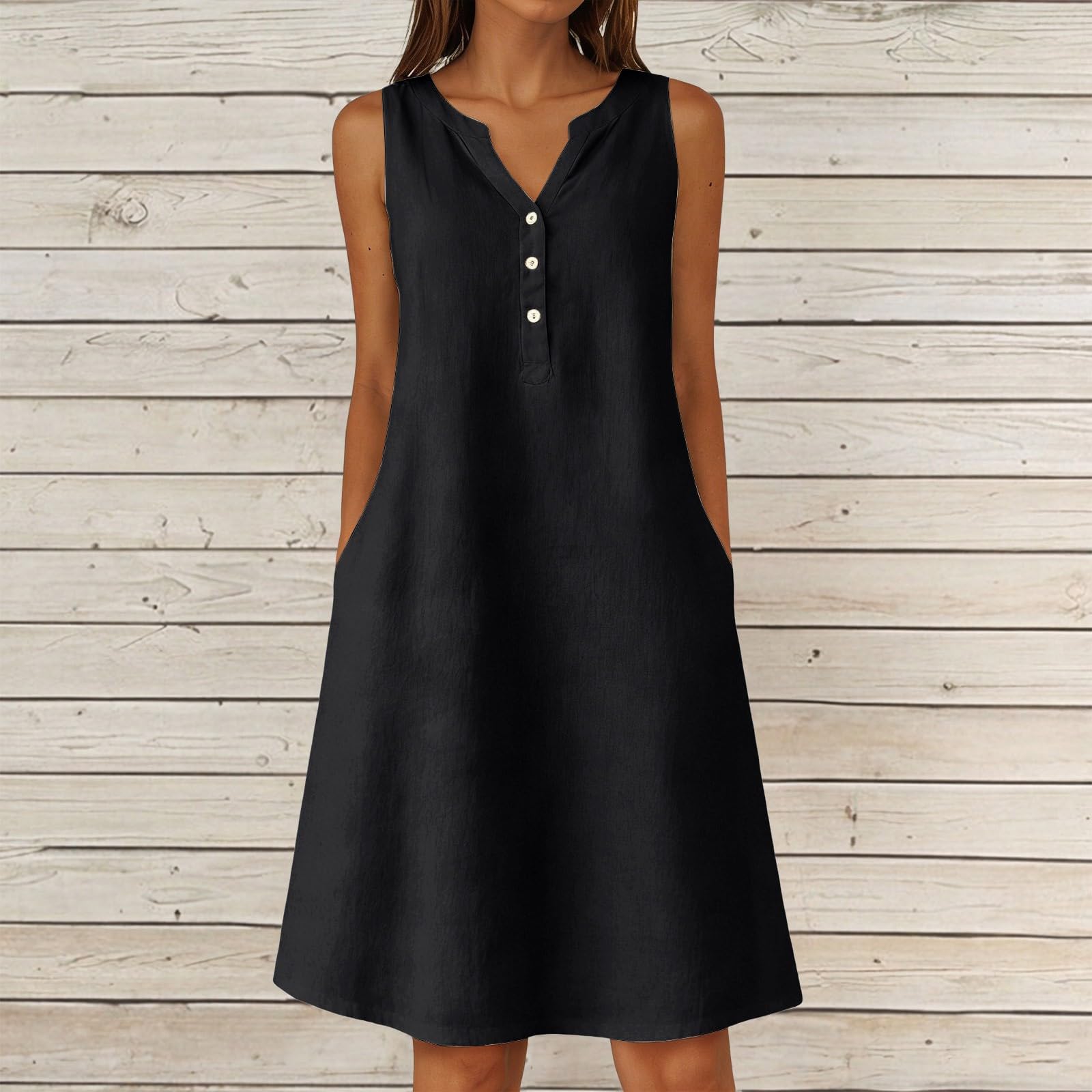 Women s Summer Casual V-neck Button Color Sleeveless Long Dress With Pockets L
Women s Summer Casual V-neck Button Color Sleeveless Long Dress With Pockets L