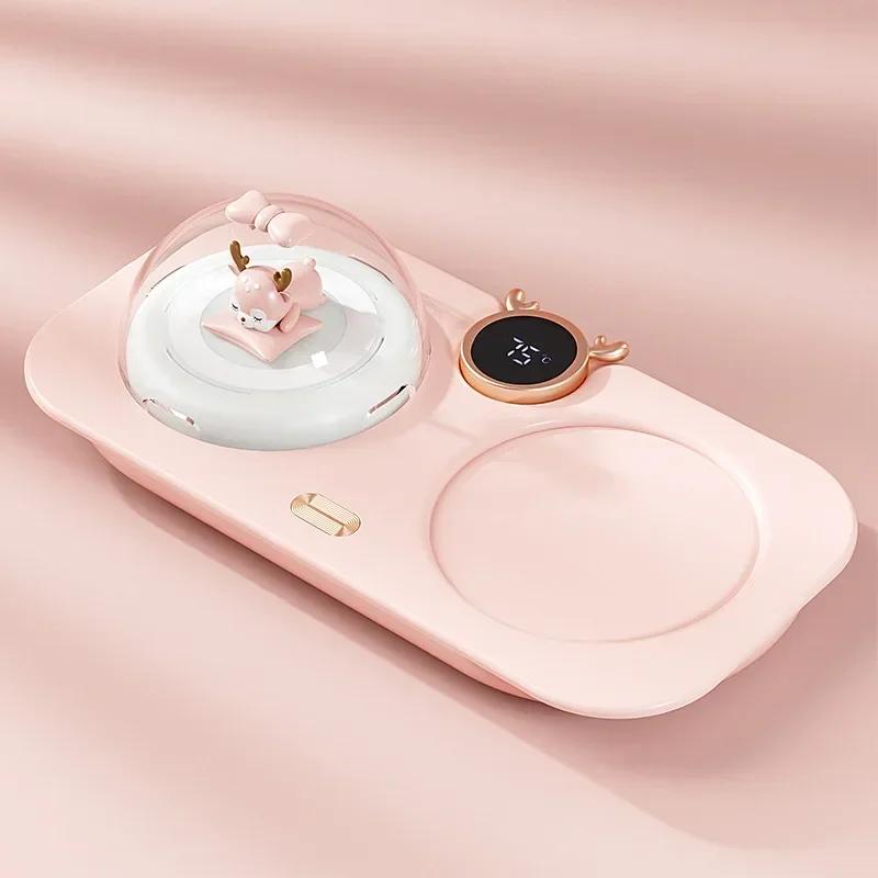 Подогреватель для чашек, подогреватель для кружек кофе, электрическая плита с 3 температурными режимами, термостатическая грелка для кофе, молока, чая 220 В розовый