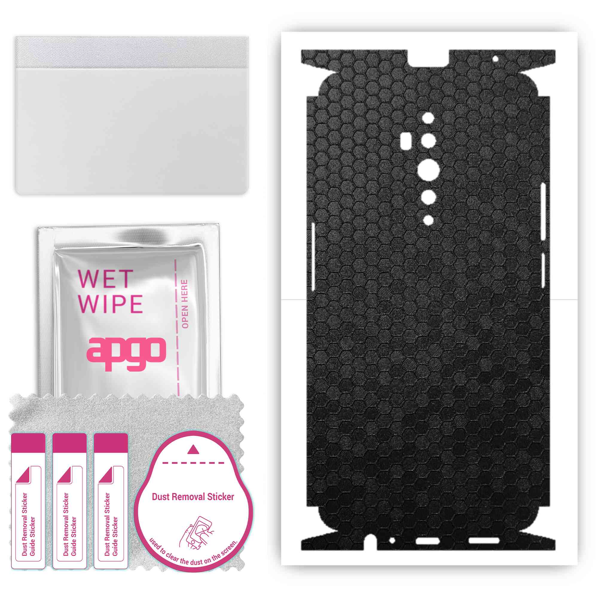 apgo Protective Skin Sticker for the back+sides compatible with Oppo Reno2 Z, Full Wrap Film, Foil, Vinyl - Pattern Black Honeycomb
apgo Protective Skin Sticker for the back+sides compatible with Oppo Reno2 Z, Full Wrap Film, Foil, Vinyl - Pattern Black Honeycomb