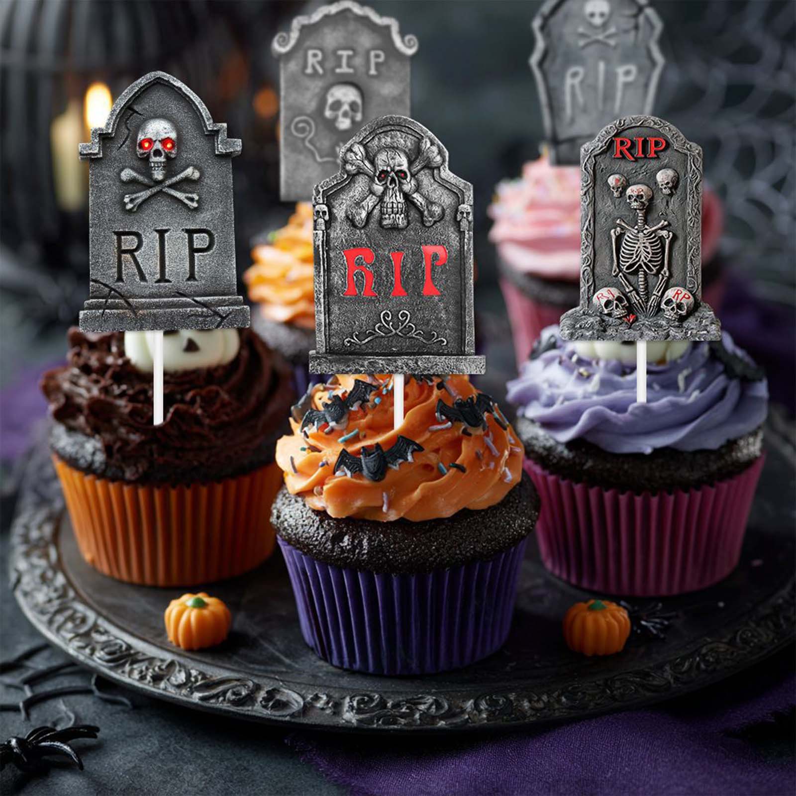 24Pcs Halloween Cupcake Toppers Tombstones Graveyard Cake Topper DIY Cake Decorating Flag Halloween Birthday Party Decor чёрный
24Pcs Halloween Cupcake Toppers Tombstones Graveyard Cake Topper DIY Cake Decorating Flag Halloween Birthday Party Decor чёрный