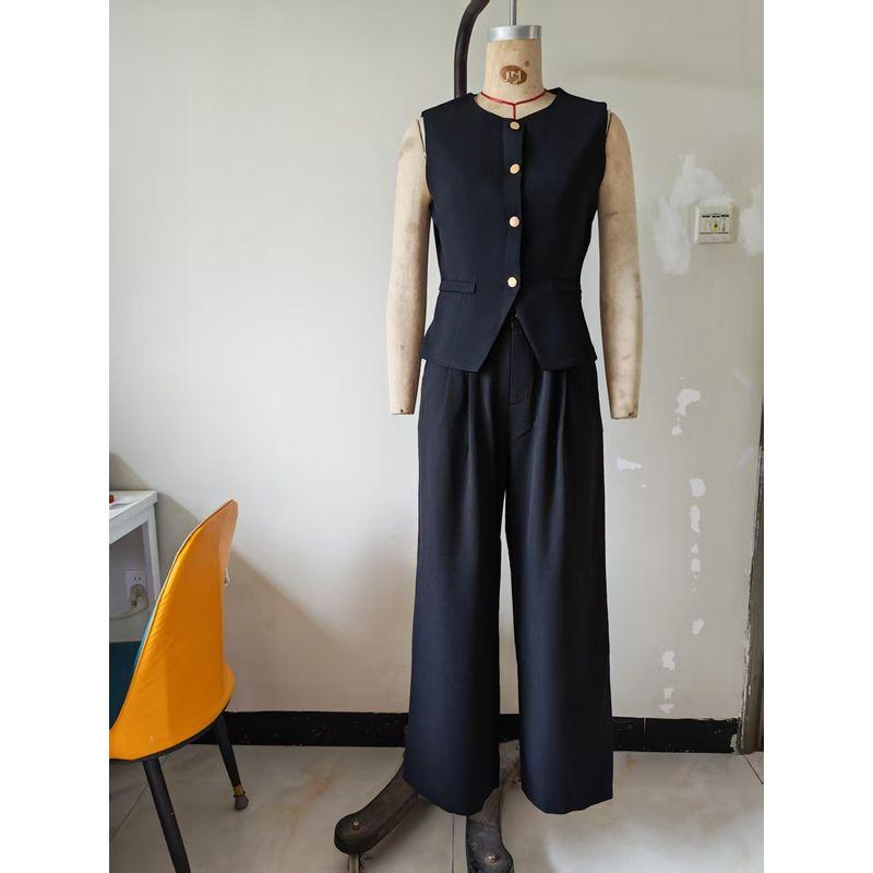 European and American Set Solid Button Pocket Front Breasted Office Summer Vest Suit Trousers Set Suit Black XL
European and American Set Solid Button Pocket Front Breasted Office Summer Vest Suit Trousers Set Suit Black XL