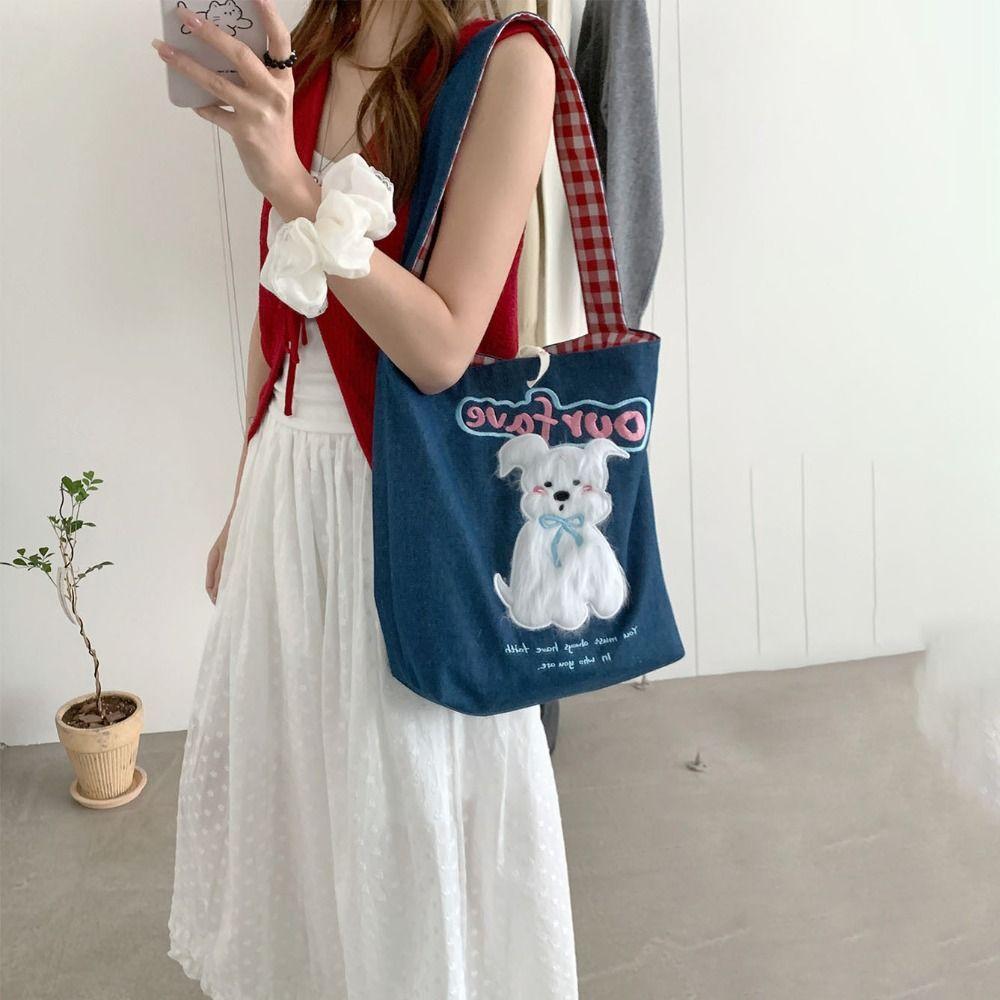 Korean Style Cartoon Embroidery Denim Bag Leisure Denim Shoulder Bag Puppy Shoulder Bag Streetwear синій
Korean Style Cartoon Embroidery Denim Bag Leisure Denim Shoulder Bag Puppy Shoulder Bag Streetwear синій