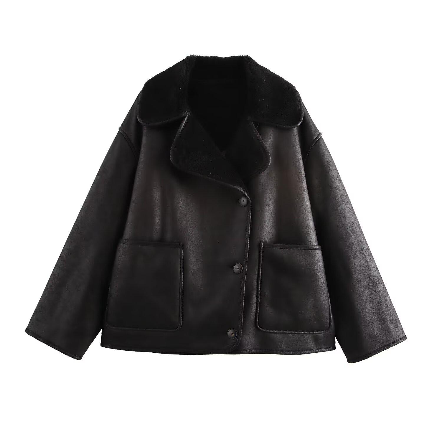 Women s Autumn Winter Street Style Versatile Casual Leather and Fur Jacket Small чорний
Women s Autumn Winter Street Style Versatile Casual Leather and Fur Jacket Small чорний