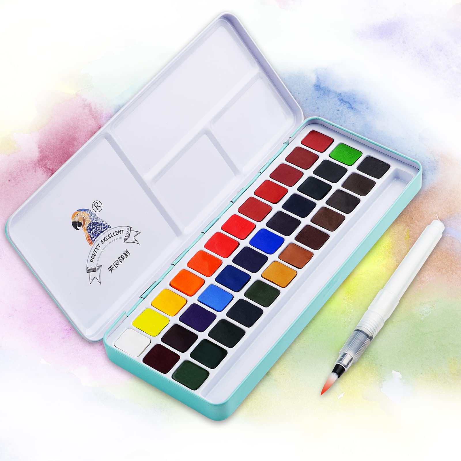 MeiLiang Solid Watercolor Paint Set with Brushes (36 Colors) and Palette in Gum Arabic
MeiLiang Solid Watercolor Paint Set with Brushes (36 Colors) and Palette in Gum Arabic