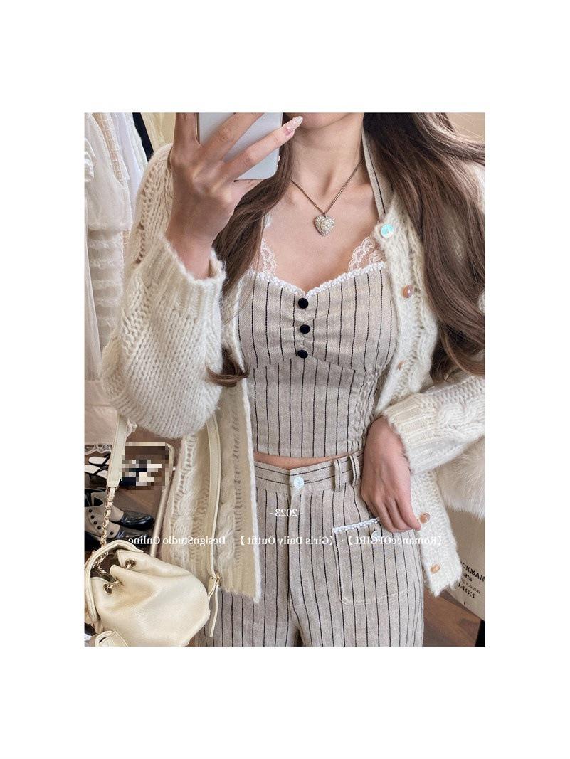 Romance of Girl: French Striped Halter Top & Cropped Pants Set Extra Small
Romance of Girl: French Striped Halter Top & Cropped Pants Set Extra Small