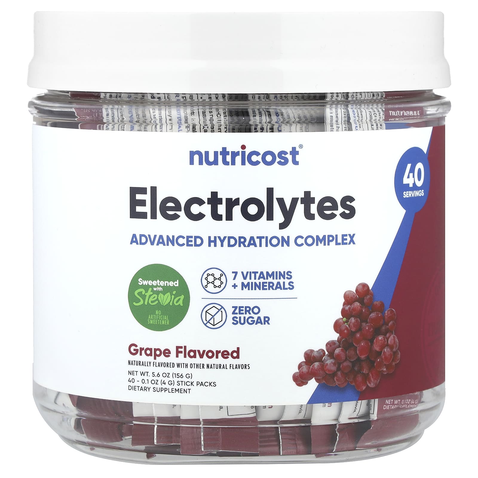 Nutricost, Electrolytes, Advanced Hydration Complex, Grapes, 40 Stick Packs, 0,1 oz (4 г) Кожен
Nutricost, Electrolytes, Advanced Hydration Complex, Grapes, 40 Stick Packs, 0,1 oz (4 г) Кожен