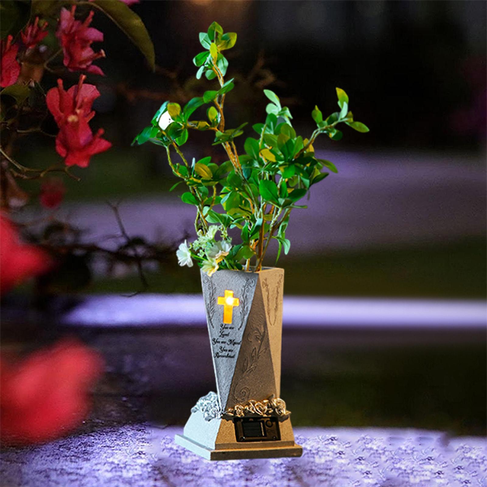 Resin Cemetery Vase,with Solar Powered Light Outdoor in Ground Vase Grave Decoration for Lawn Garden Grave Site Yard Cemetery сірий колір
Resin Cemetery Vase,with Solar Powered Light Outdoor in Ground Vase Grave Decoration for Lawn Garden Grave Site Yard Cemetery сірий колір