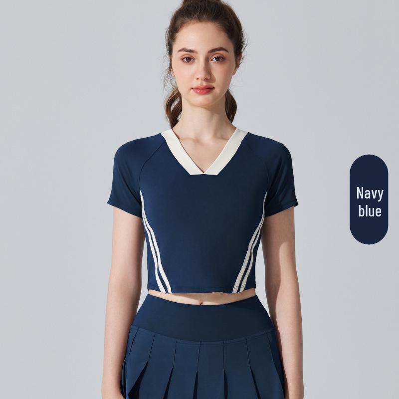 Ретро V-образный вырез, облегающая футболка для йоги и спорта, быстросохнущая Large темно-синий
Ретро V-образный вырез, облегающая футболка для йоги и спорта, быстросохнущая Large темно-синий