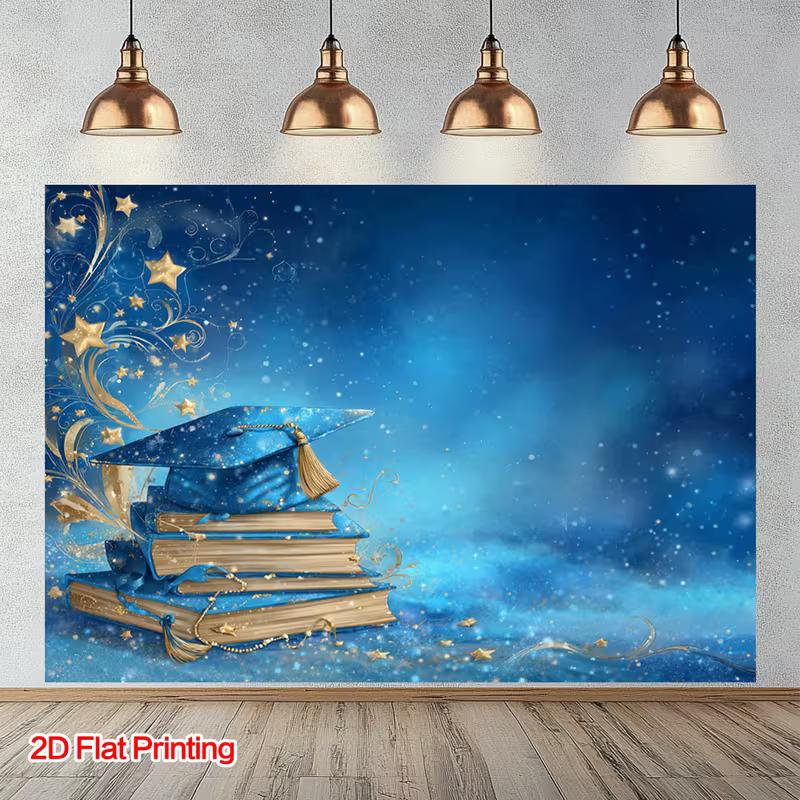 2D Elegant Graduation Banner Blue Grad Cap and Books with Sparkle Stars for College Graduation Photo Prop 47.2x31.5inch/120*80cm
2D Elegant Graduation Banner Blue Grad Cap and Books with Sparkle Stars for College Graduation Photo Prop 47.2x31.5inch/120*80cm