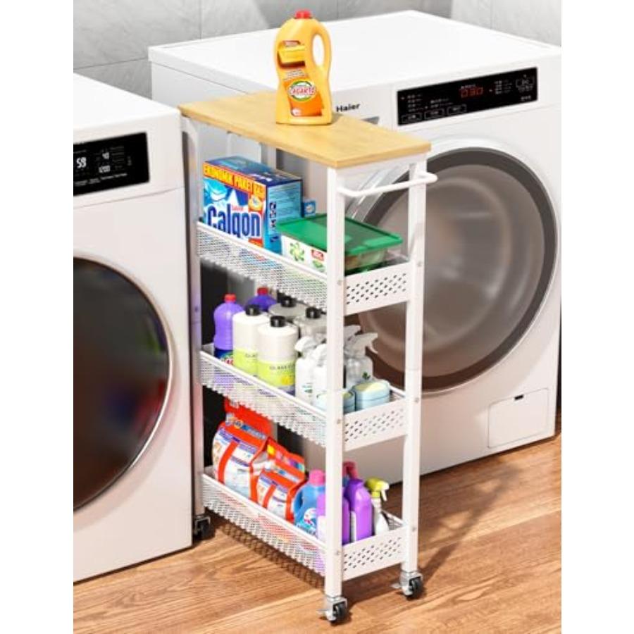 Utility Slim Storage Cart 4 Tier Small Rolling Kitchen Laundry Room Cart with Wood Top Metal Narrow Bathroom Storage Cabinet Mo United States
Utility Slim Storage Cart 4 Tier Small Rolling Kitchen Laundry Room Cart with Wood Top Metal Narrow Bathroom Storage Cabinet Mo United States
