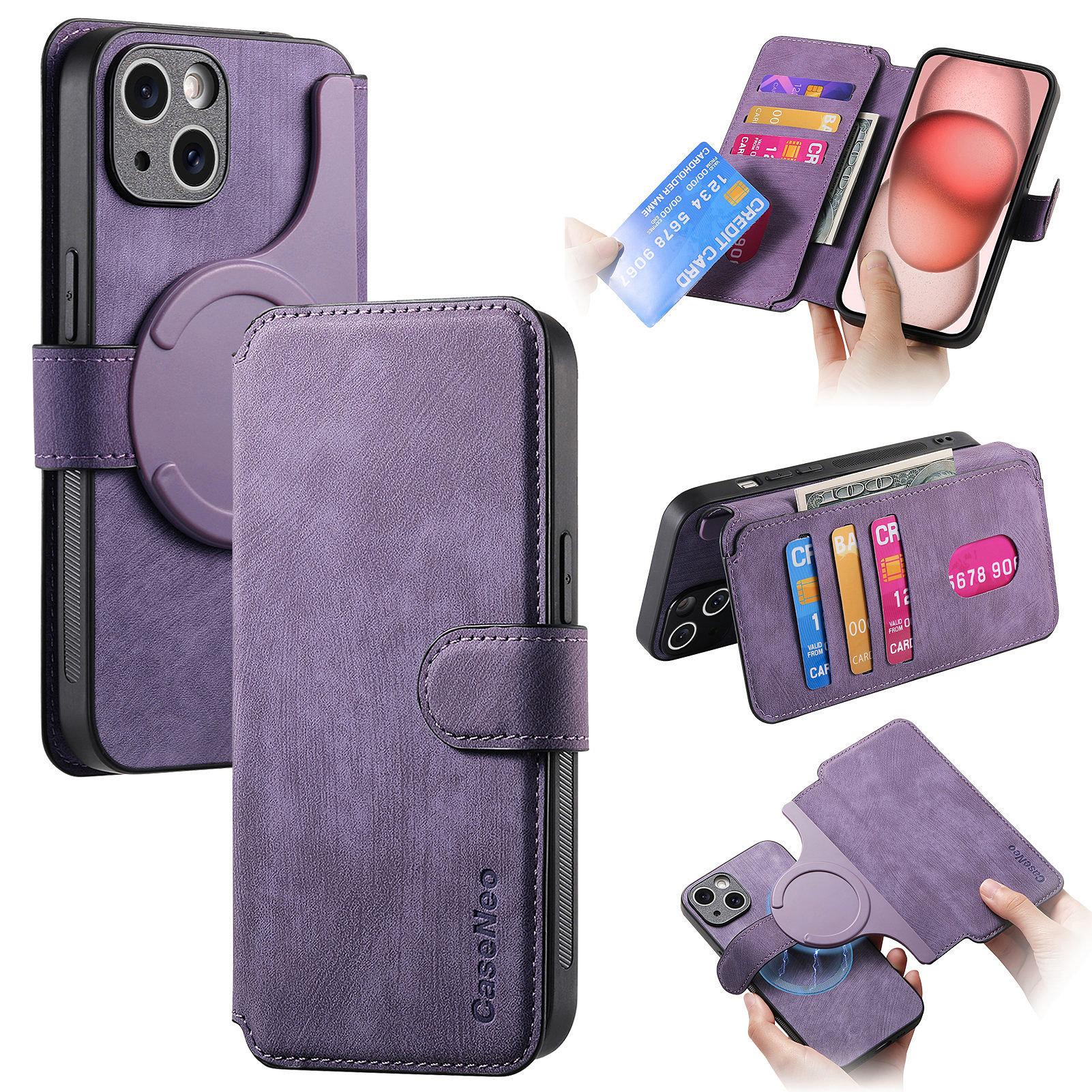 CASENEO MW-03 For iPhone 14 Plus Case with Detachable Wallet Leather+TPU Phone Cover Purple
CASENEO MW-03 For iPhone 14 Plus Case with Detachable Wallet Leather+TPU Phone Cover Purple