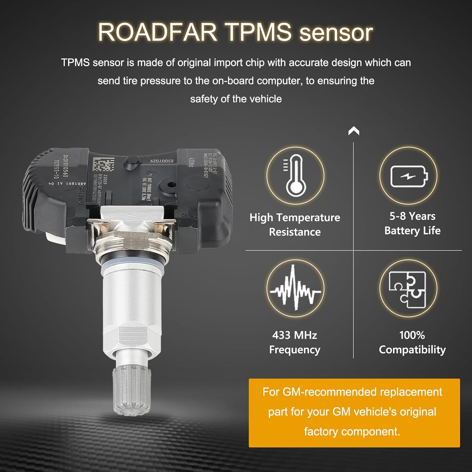ROADFAR TPMS Sensor 433MHz Tire Pressure Sensor Fits 2014-2020 for BMW Series 2015-2020 for Mini Cooper Replaces 31R407 36106856209 36106881890
ROADFAR TPMS Sensor 433MHz Tire Pressure Sensor Fits 2014-2020 for BMW Series 2015-2020 for Mini Cooper Replaces 31R407 36106856209 36106881890