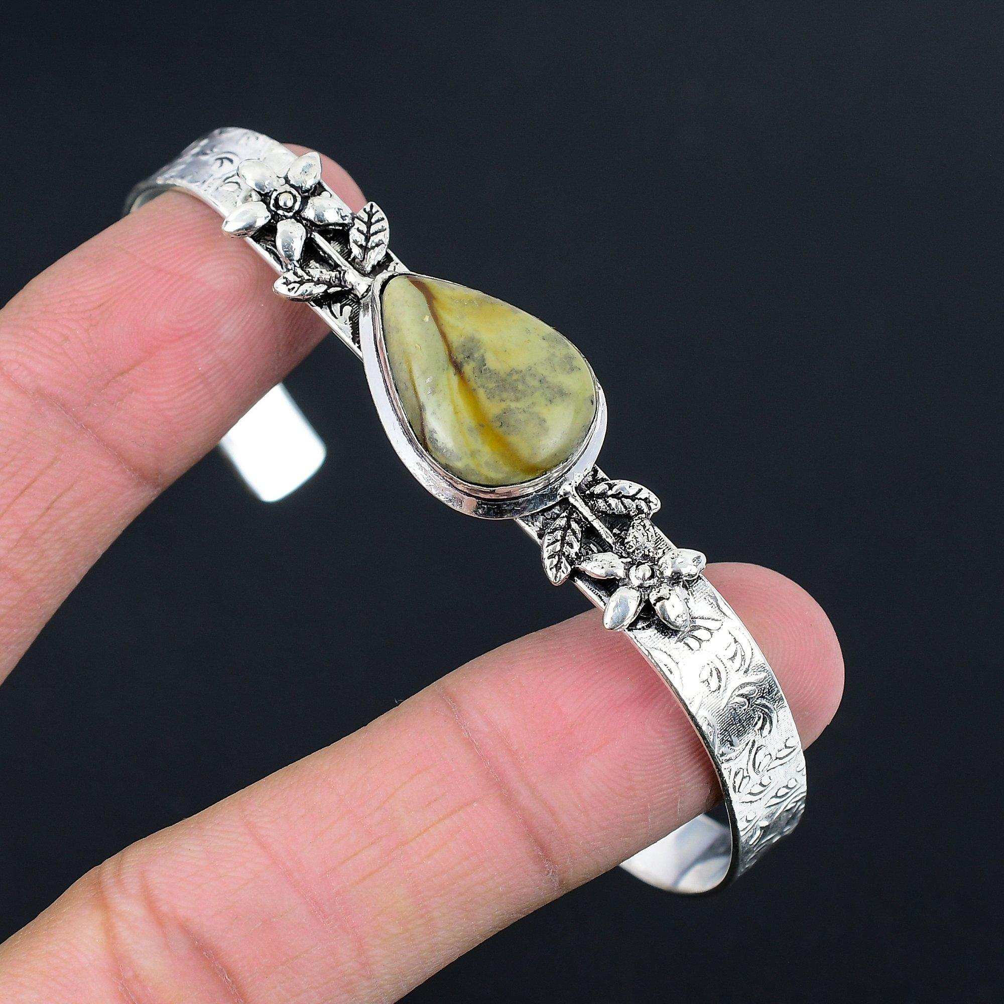 Gift For Her Natural Polychrome Jasper Bangle Flower Adjustable 925 Silver Adjustable
Gift For Her Natural Polychrome Jasper Bangle Flower Adjustable 925 Silver Adjustable