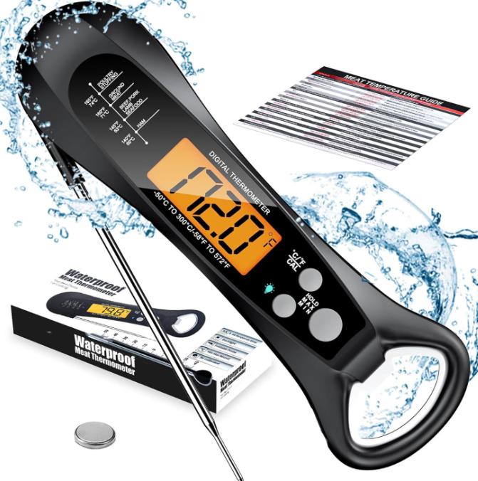 Instant Read Meat Thermometer for Cooking, Fast & Precise Digital Food Thermometer with Backlight, Magnet, Calibration, kitchen
Instant Read Meat Thermometer for Cooking, Fast & Precise Digital Food Thermometer with Backlight, Magnet, Calibration, kitchen