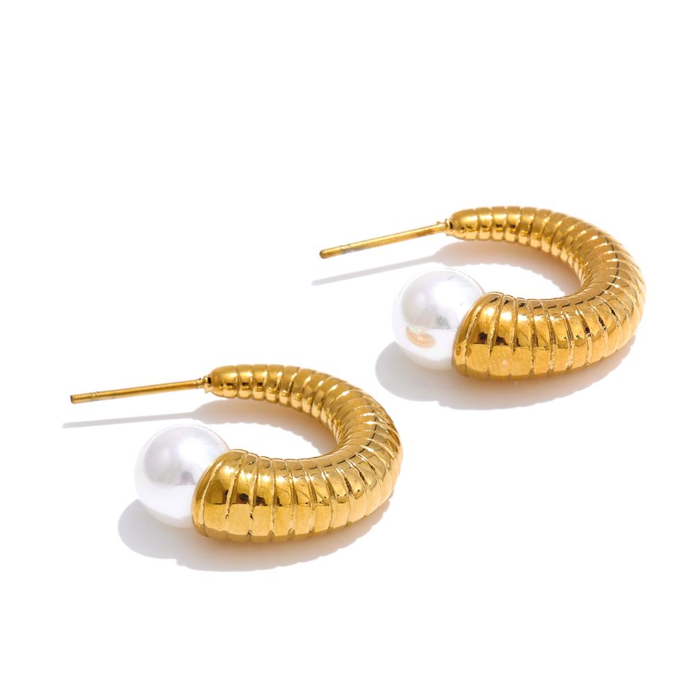 Yhpup Stylish Unique Stainless Steel Pearls C-Shape Geometric Huggie Earrings Gold Silver Color Popular Jewelry Prevent Allergy
Yhpup Stylish Unique Stainless Steel Pearls C-Shape Geometric Huggie Earrings Gold Silver Color Popular Jewelry Prevent Allergy