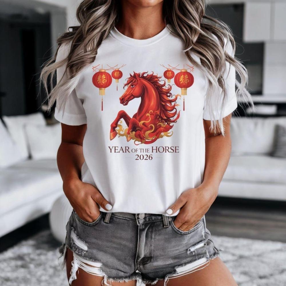 Year of The Horse 2026 Tshirt Chinese New Year Fire Horse Printed Tshirt Women Unisex Lunar New Year 2026 Shortsleev Cotton Shirt 4XL
Year of The Horse 2026 Tshirt Chinese New Year Fire Horse Printed Tshirt Women Unisex Lunar New Year 2026 Shortsleev Cotton Shirt 4XL