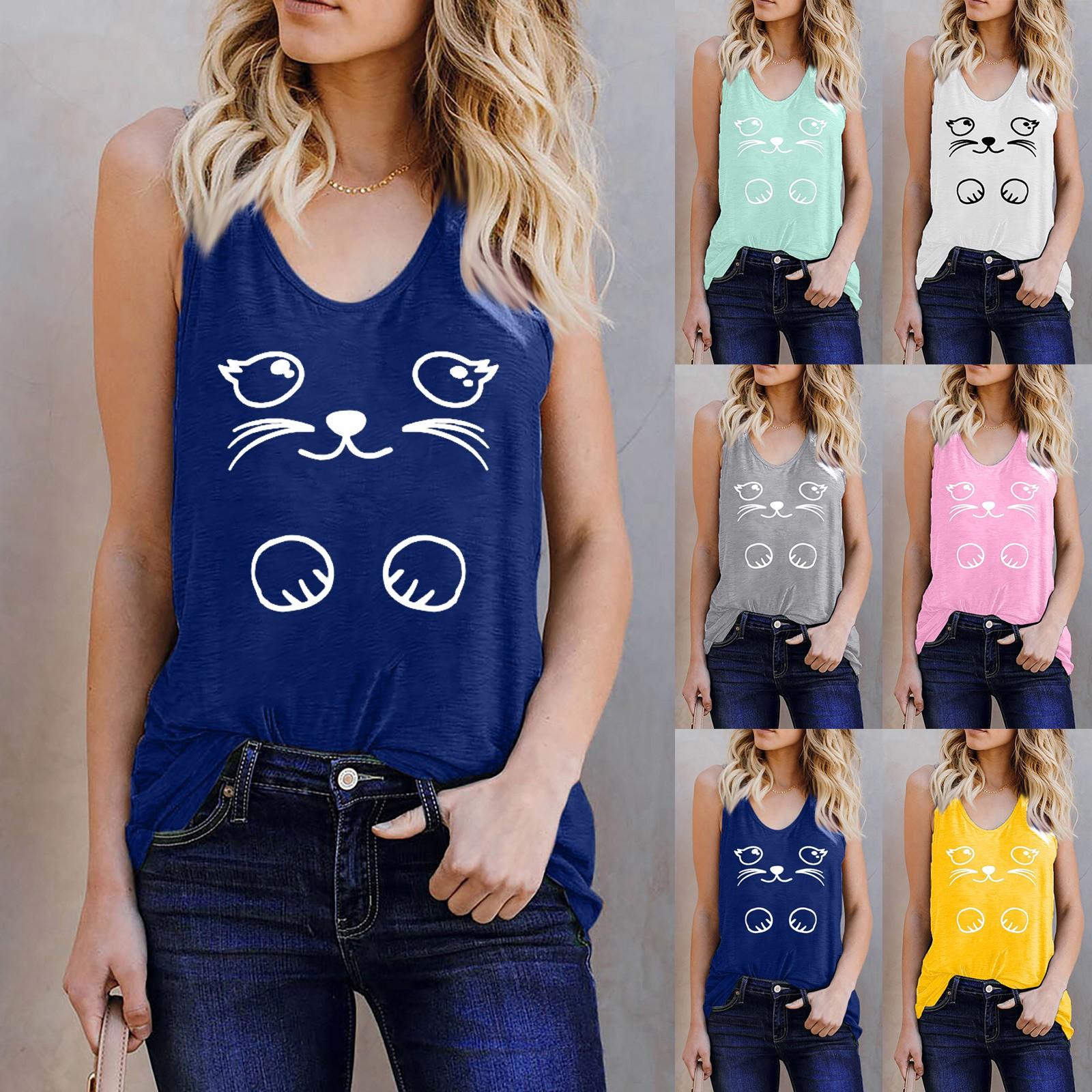 Women Print Vest Sleeveless Loose Crop Tops Tank Tops Blouse Tops T-Shirt
Women Print Vest Sleeveless Loose Crop Tops Tank Tops Blouse Tops T-Shirt