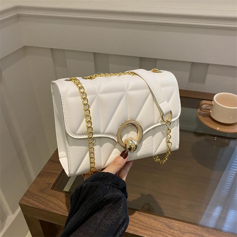 Сумка Niche Design, женская, новинка 2024 года, модная, наплечная сумка, простая сумка-мессенджер, вышитая нитью, ромбовидная цепочка белый