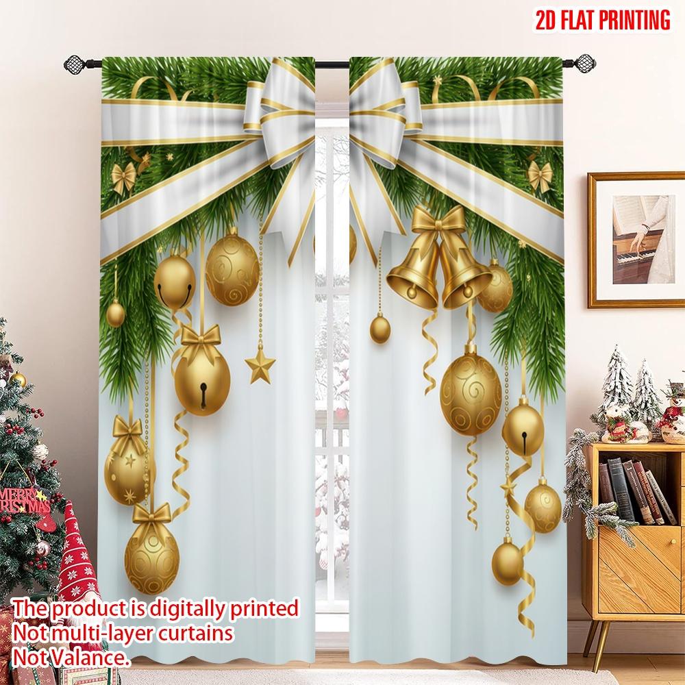 Set Of 2 Flat Printing Happy Christmas Party Curtains Golden Bells Fir Branches Digital Printed Polyester Drapes Curtain W100*H70(CM)-Rod Pocket&1PCS
Set Of 2 Flat Printing Happy Christmas Party Curtains Golden Bells Fir Branches Digital Printed Polyester Drapes Curtain W100*H70(CM)-Rod Pocket&1PCS