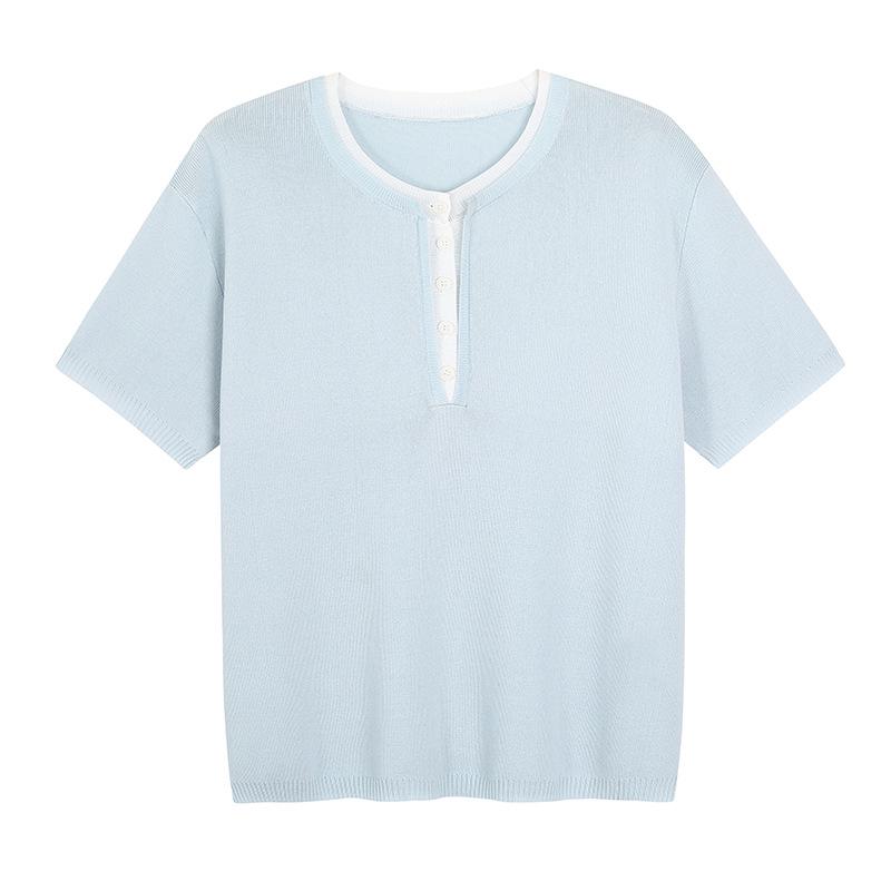 Plus Size Korean Style Two-Piece Ice Silk Knit Top for Women - Age-Reducing Summer Fashion 2026 3XL (83-91 kg) синий
Plus Size Korean Style Two-Piece Ice Silk Knit Top for Women - Age-Reducing Summer Fashion 2026 3XL (83-91 kg) синий