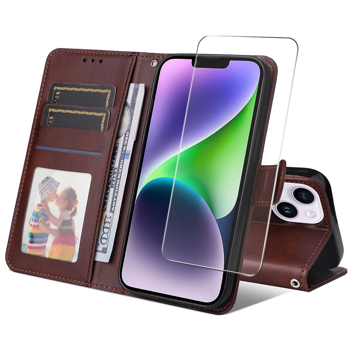For iPhone 15 PU Leather Wallet Case Phone Stand Cover with Tempered Glass Brown
For iPhone 15 PU Leather Wallet Case Phone Stand Cover with Tempered Glass Brown