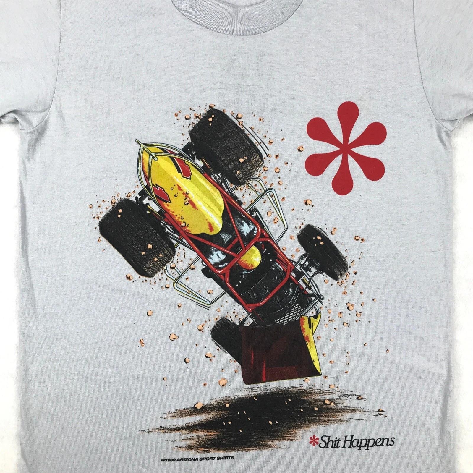 NOS vintage 80s SPRINT CAR RACING SH!T HAPPENS T-Shirt XS/SMALL single stitch 2XL
NOS vintage 80s SPRINT CAR RACING SH!T HAPPENS T-Shirt XS/SMALL single stitch 2XL