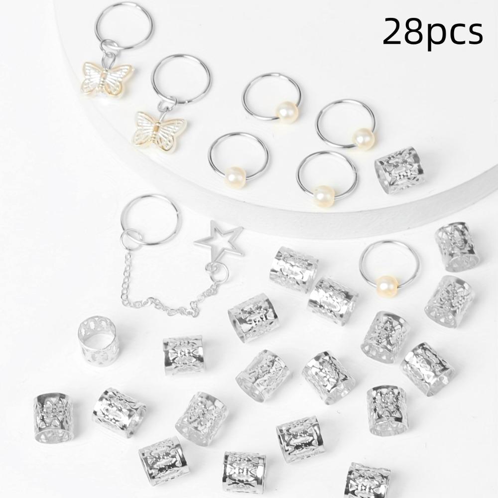 28Pcs Dread Locks Hollow Out Hair Ring Butterfly Hair Braid Tubes Dreadlocks Beads Men 28Pcs срібний
28Pcs Dread Locks Hollow Out Hair Ring Butterfly Hair Braid Tubes Dreadlocks Beads Men 28Pcs срібний