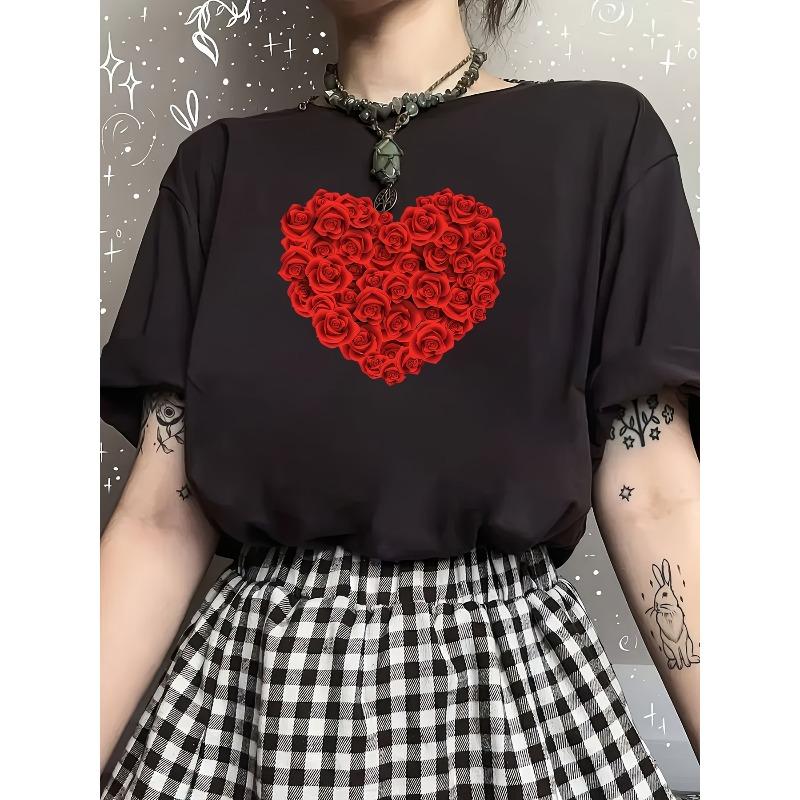 European Size 1 Valentine s Day Love Rose, Women s Summer Casual T-shirt Set, Crew Neck, Polyester Knit, Regular Fit 4XL
European Size 1 Valentine s Day Love Rose, Women s Summer Casual T-shirt Set, Crew Neck, Polyester Knit, Regular Fit 4XL