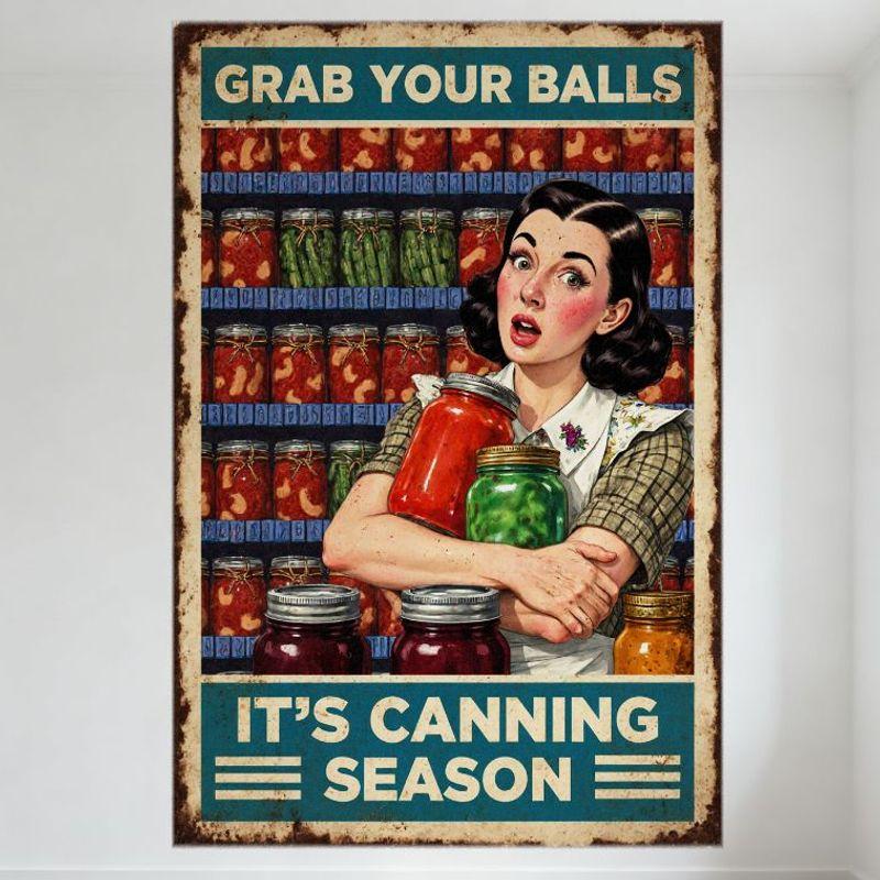 Vintage Canning Season Metal Sign Grab Your Balls Rustic Woman with Jars Wall Decor Retro Food Preservation Art Tin Sign for H 20x30cm(7.8x11.8inch)
Vintage Canning Season Metal Sign Grab Your Balls Rustic Woman with Jars Wall Decor Retro Food Preservation Art Tin Sign for H 20x30cm(7.8x11.8inch)