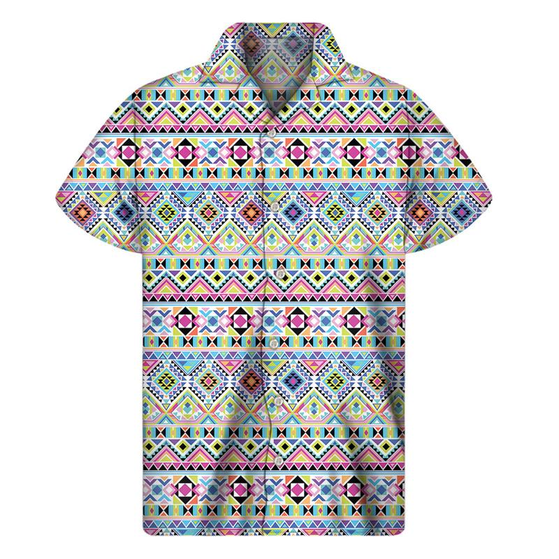 Men Colorful Ethnic Totem Graphic Lapel Button Shirt Street Short Sleeves Blouse S
Men Colorful Ethnic Totem Graphic Lapel Button Shirt Street Short Sleeves Blouse S