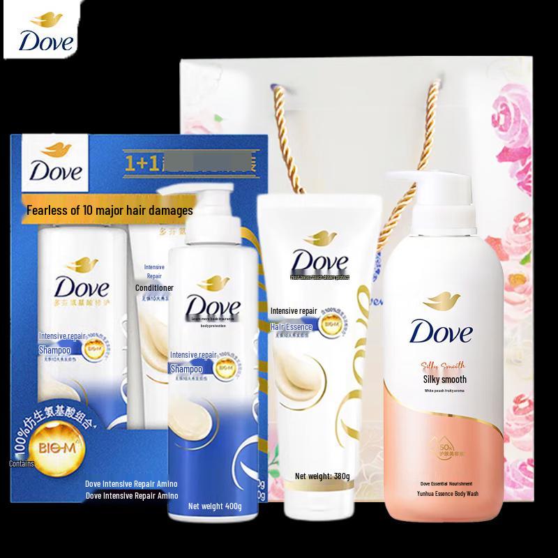 Dove Intensive Nourishment Hair Care & White Peach Shower Gel Gift Set
Dove Intensive Nourishment Hair Care & White Peach Shower Gel Gift Set