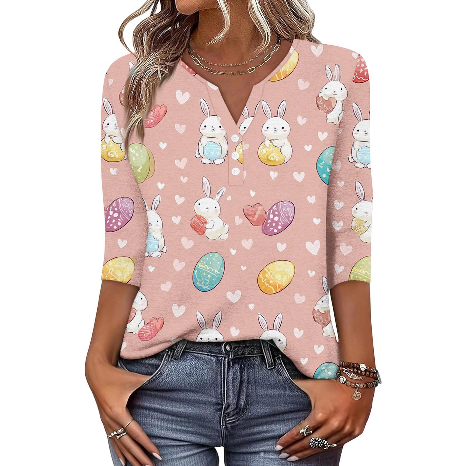 Women s Fashionable And Casual Easter Bunny And Egg Print V-neck Button-down Three-Quarter Sleeve T-shirt Top XL
Women s Fashionable And Casual Easter Bunny And Egg Print V-neck Button-down Three-Quarter Sleeve T-shirt Top XL