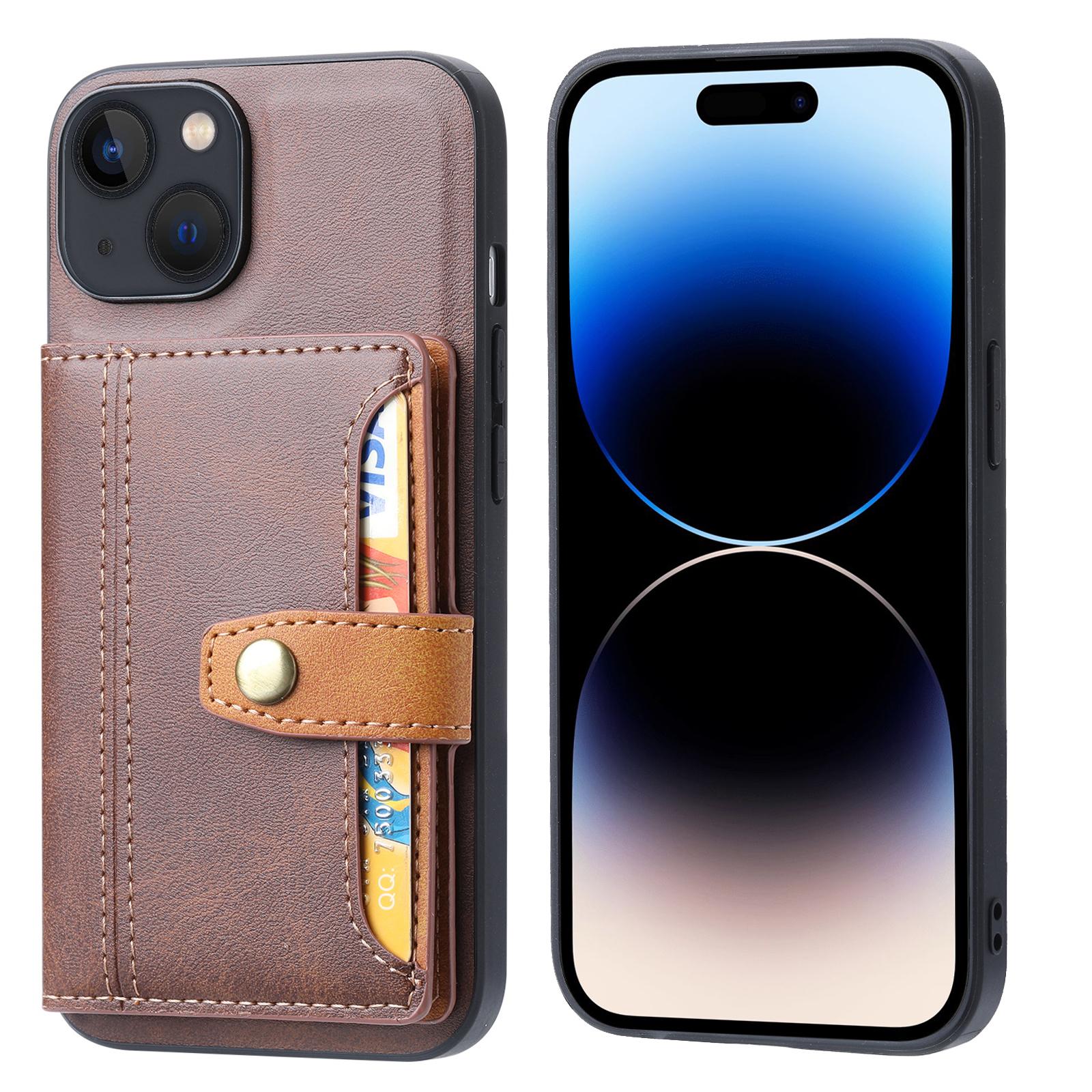 For iPhone 15 Calf Texture Card Holder Kickstand Phone Case PU Leather Coated TPU Anti-fall Cover Black
For iPhone 15 Calf Texture Card Holder Kickstand Phone Case PU Leather Coated TPU Anti-fall Cover Black