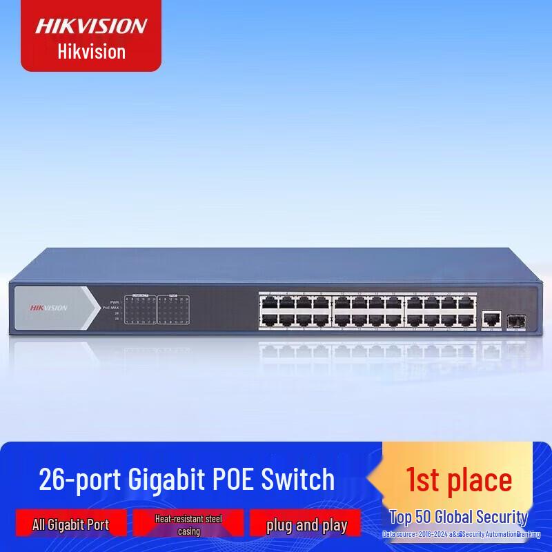 HIKVISION 26-Port Full Gigabit POE Switch CN plug (adapter included)
HIKVISION 26-Port Full Gigabit POE Switch CN plug (adapter included)