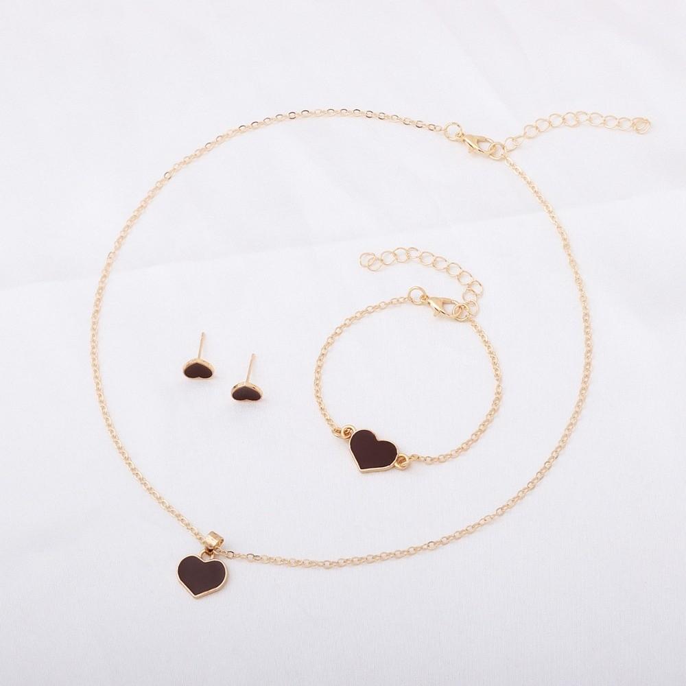 Dripping Oil Heart Necklace Ring Set Elegance Style French Bracelets Earrings Set Wedding Style F
Dripping Oil Heart Necklace Ring Set Elegance Style French Bracelets Earrings Set Wedding Style F