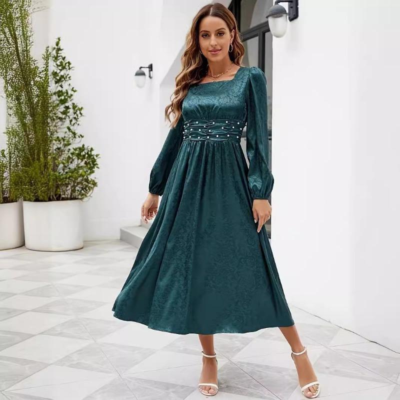 Women s Autumn/winter Flower Jacquard Pearl Pearl Lantern Sleeve Satin Dress S темно-зеленого
Women s Autumn/winter Flower Jacquard Pearl Pearl Lantern Sleeve Satin Dress S темно-зеленого