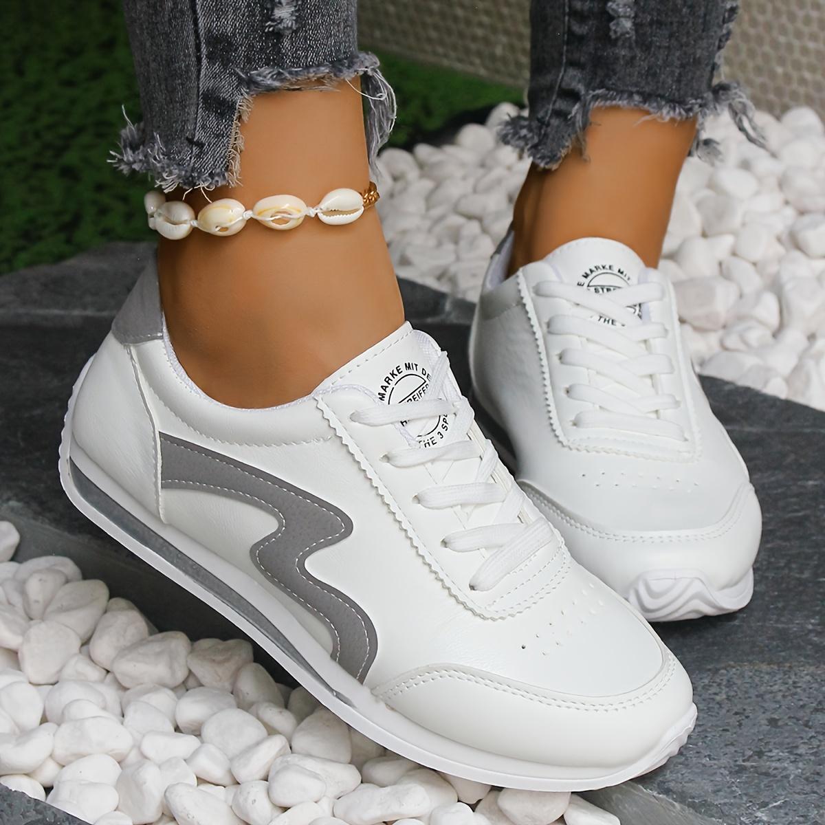 2025 Новые Весенне-Осенние Дышащие Модные Белые Студенческие Спортивные Повседневные Плоские Одинарные Туфли с Цветными Блоками 41 серый