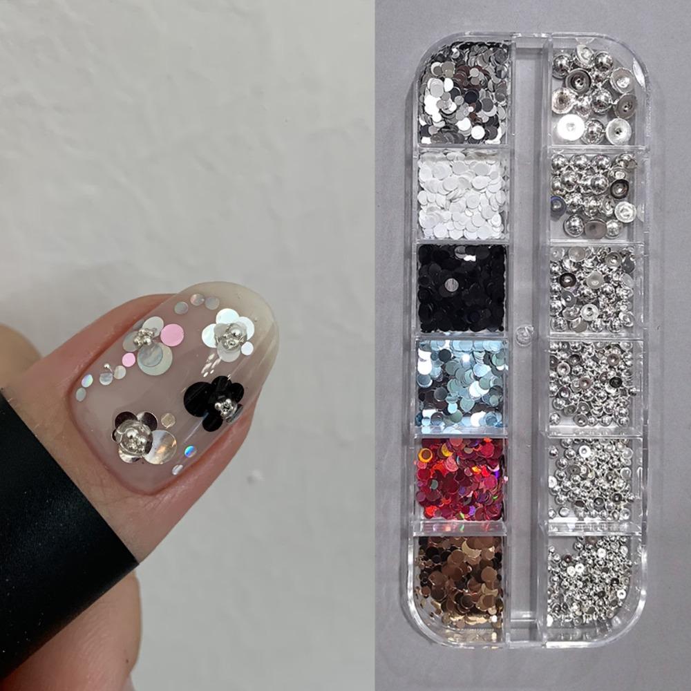 12-Grid Polka Dot Glitter Nail Art Decorations Half-circle Silver Bead DIY Sequins Nail Decorations Colorful Minimalist
12-Grid Polka Dot Glitter Nail Art Decorations Half-circle Silver Bead DIY Sequins Nail Decorations Colorful Minimalist