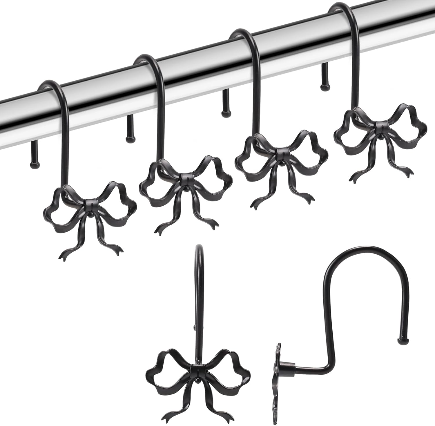 12 Piece Shower Curtain Hooks Made of Rustproof Metal with Elegant Bowknot Style for Bathroom Curtain Hanging Solutions чорний
12 Piece Shower Curtain Hooks Made of Rustproof Metal with Elegant Bowknot Style for Bathroom Curtain Hanging Solutions чорний